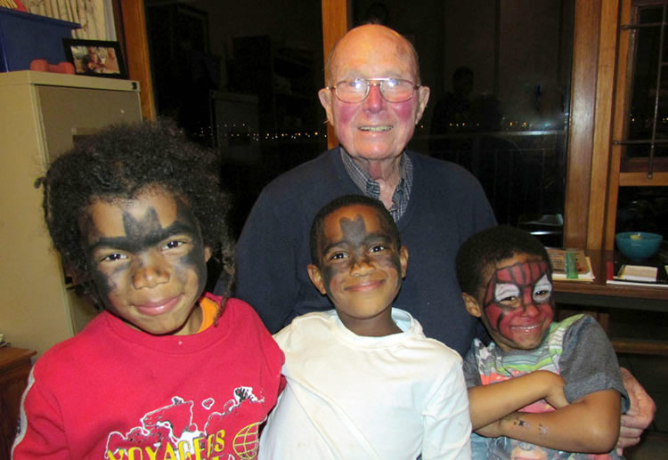 My computer friend Donald called in the other evening to help with my pc and brought with him his 7 yr old grandson Ceejay (centrer) and two of his friends. This is also my most recent photograph.
